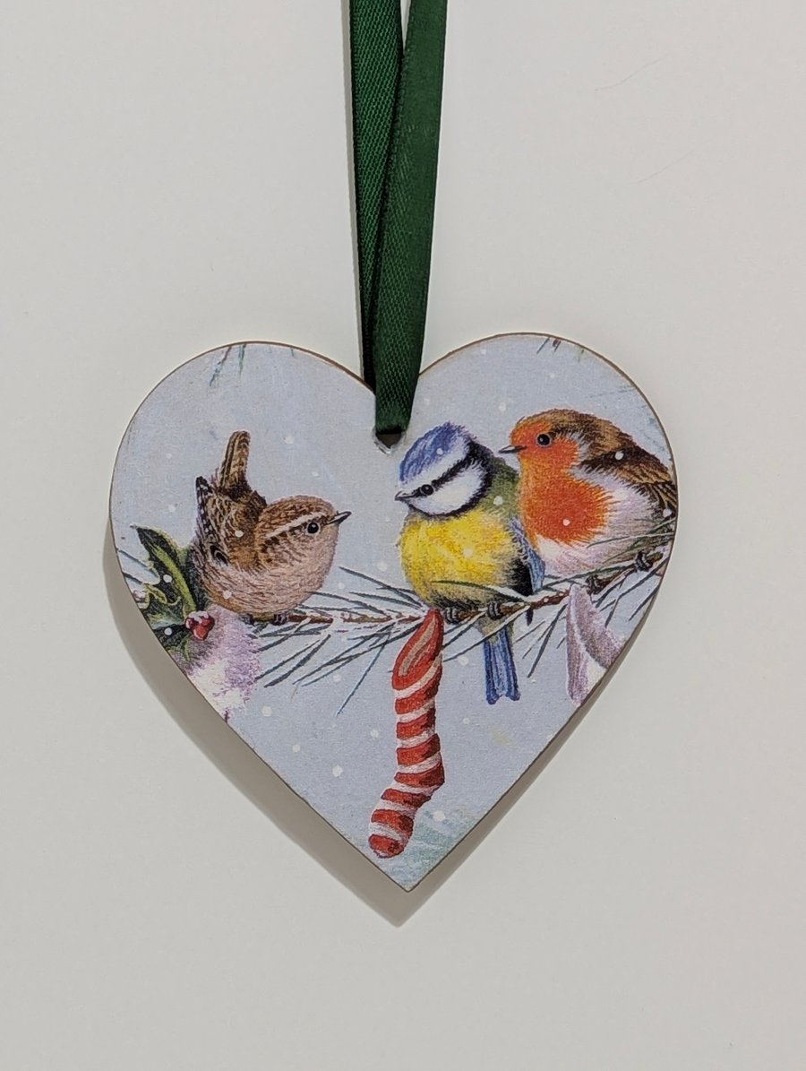 Wooden Christmas decoration, garden birds, gift for a bird lover 