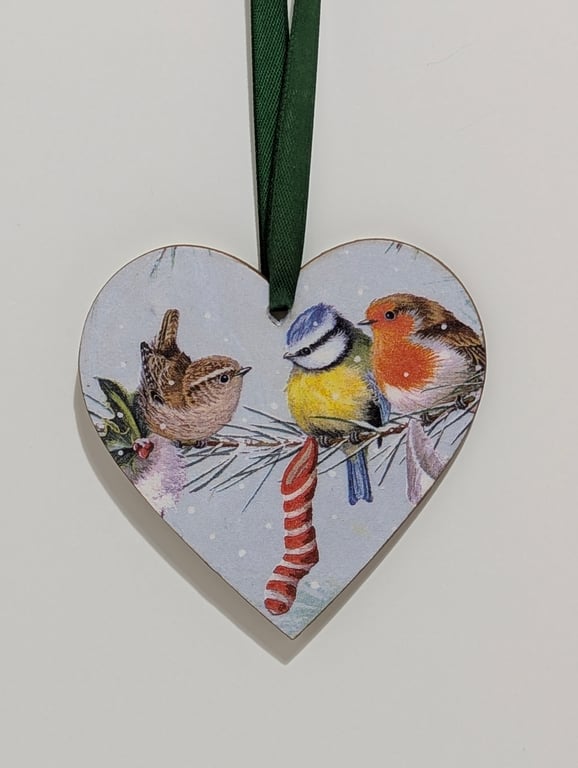 Wooden Christmas decoration, garden birds, gift for a bird lover 