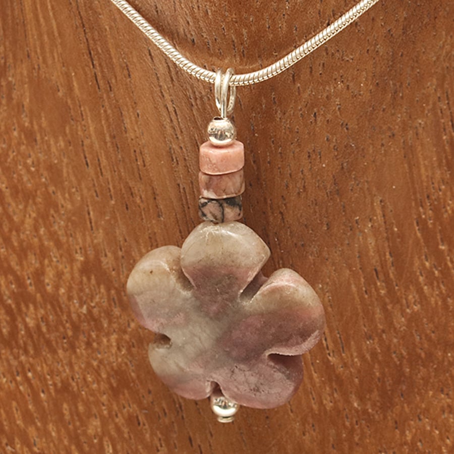 Floral Rhodonite Pendant