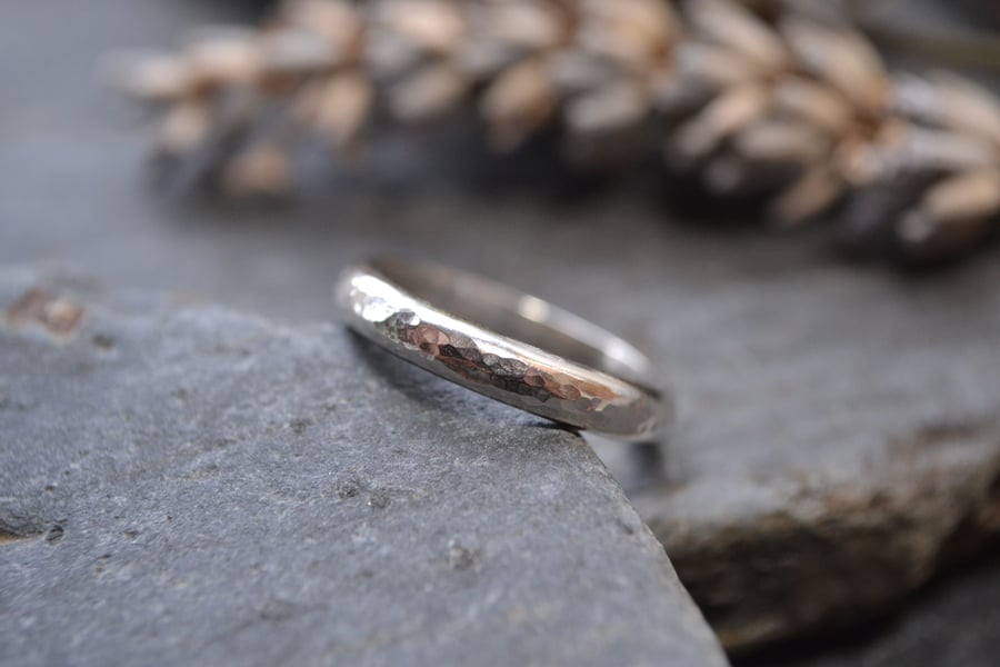 Simple Hammered Sterling Silver Ring