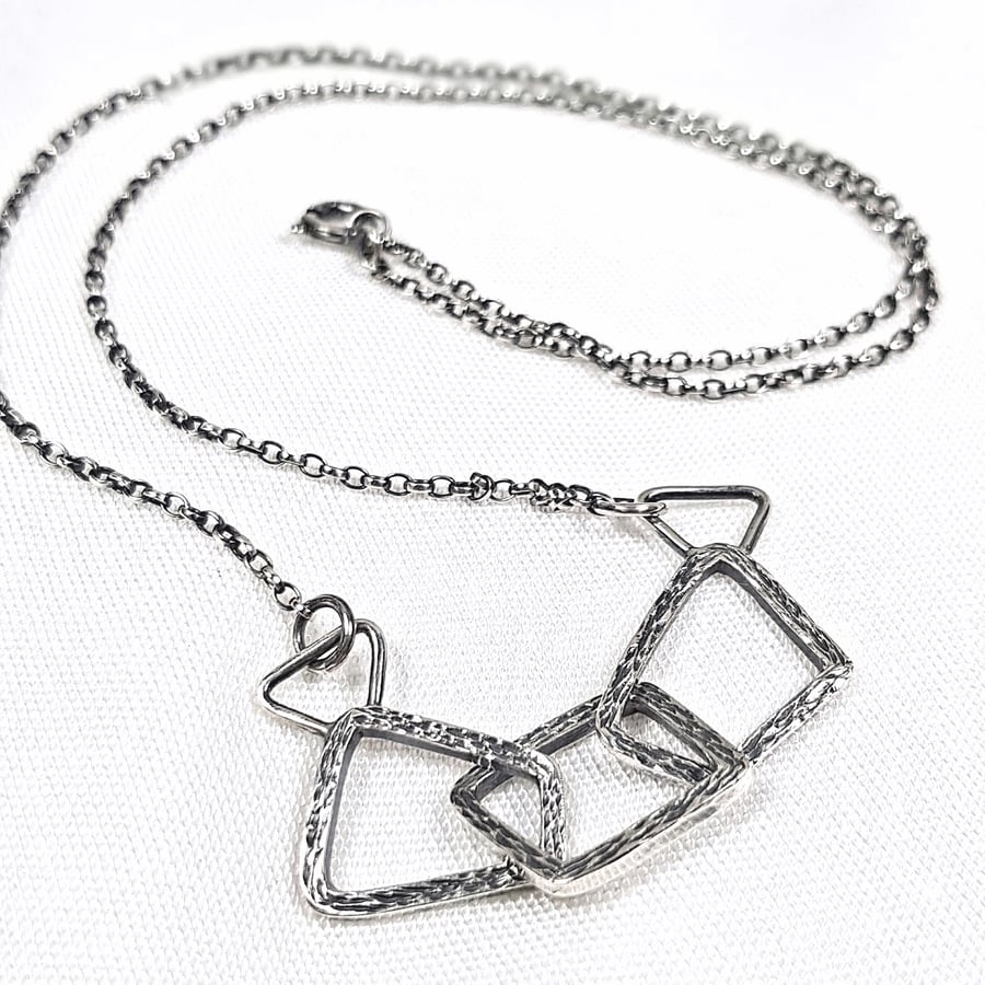 Statement Silver Necklace, Chunky Sterling Silver Geometric Link Chain
