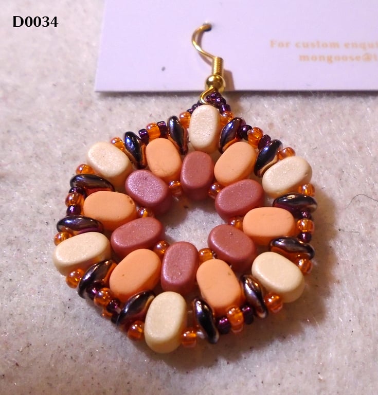 Hexagonal bead earrings (customisable)