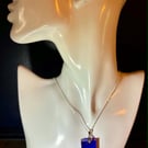 Handmade Silver Tone Purple Resin Pendant Necklace