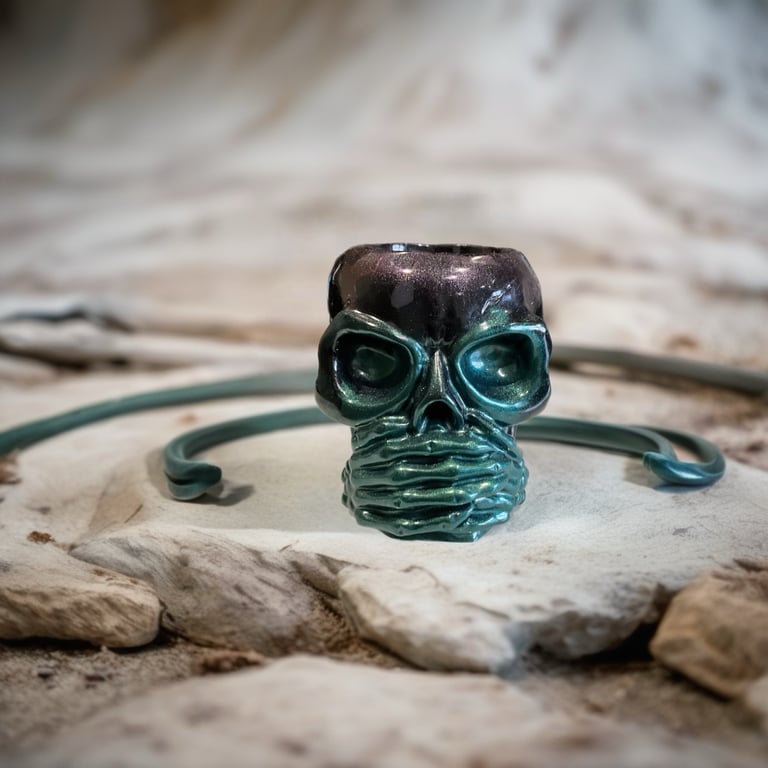 Speak No Evil - Resin Skull Bowl – Emerald & Midnight Gothic Trinket Dish