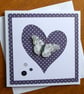 Blank Butterfly Card - Heart Aperture - Dark Blue Polka Dot