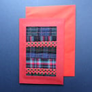 Individually Hand Crafted tartan Textile patchworked Blank Card