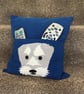 Blue Dog cushion with Pocket for Remote Controls - Image 1