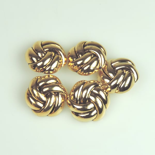 5 x Gold Colour, Metal Type 26mm round button, Knot Shaped SALE