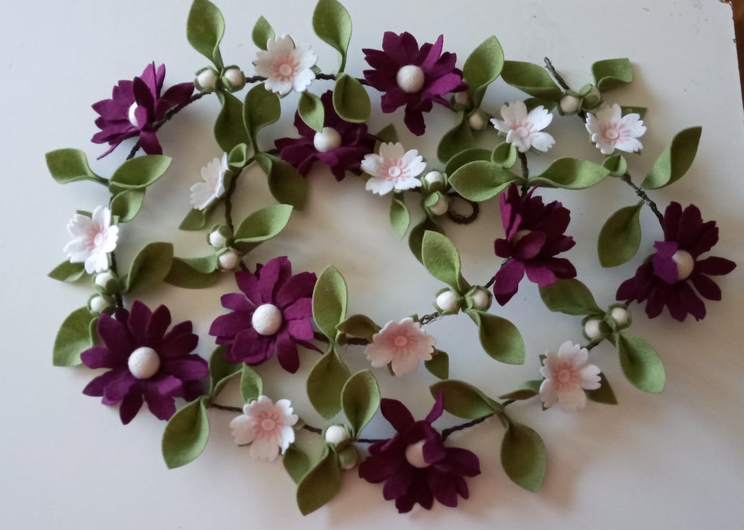 Handmade Felt Flower Garland: Buds and Blooms Wedding Decoration