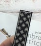 Japanese Style Linen Bookmark: Black Cross Stitch Textile Gift - Image 6