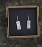 Textured Eco Silver Rectangle Drop Earrings - Image 5
