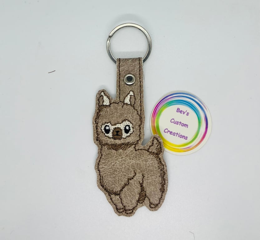 Embroidered Alpaca Keyring design 