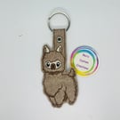 Embroidered Alpaca Keyring design 