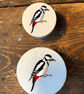 Handmade Woodpecker bird pine door knobs wardrobe drawer handles decoupaged