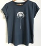 Allium Seedhead Womens organic cotton short sleeve denim blue T shirt  - Image 1