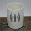 Thrown porcelain pen pot cylinder