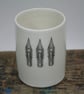 Thrown porcelain pen pot cylinder