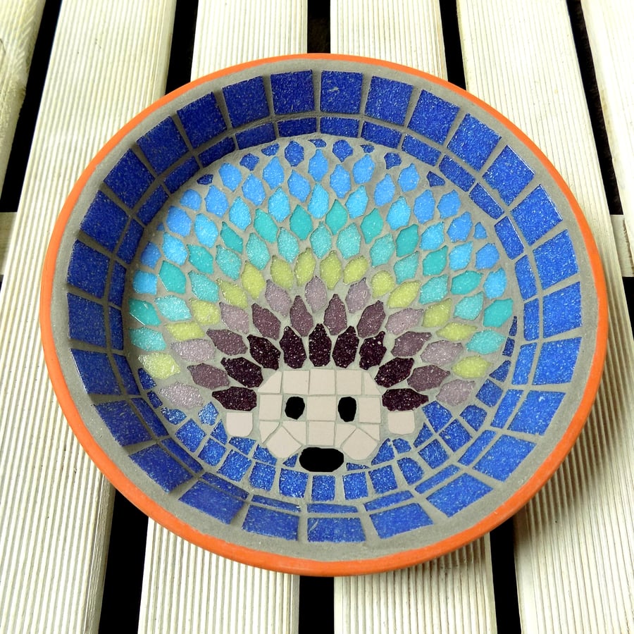 Mosaic Rainbow Hedgehog Water Dish