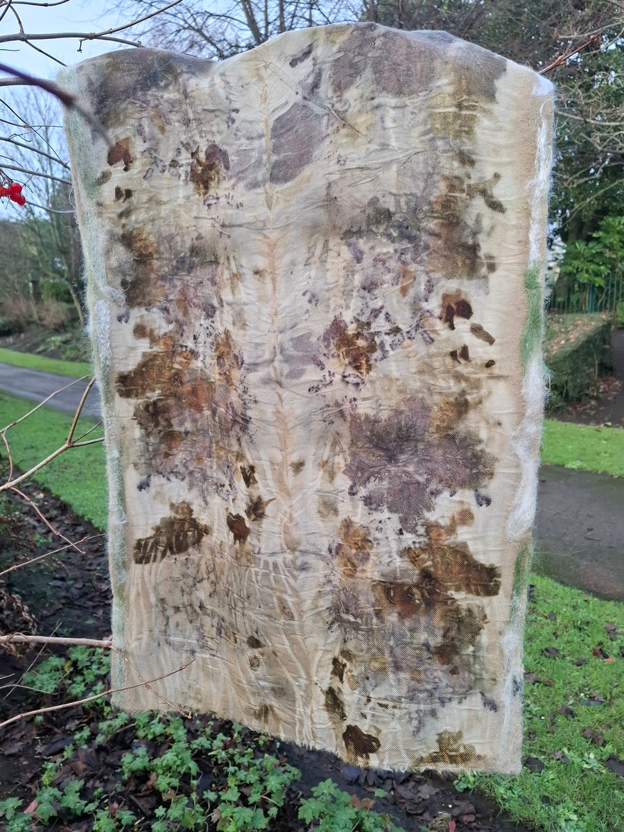 eco printed feted pure wool scarf