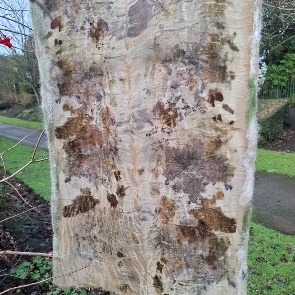 eco printed feted pure wool scarf