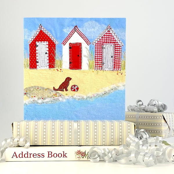 Beach Huts birthday card 