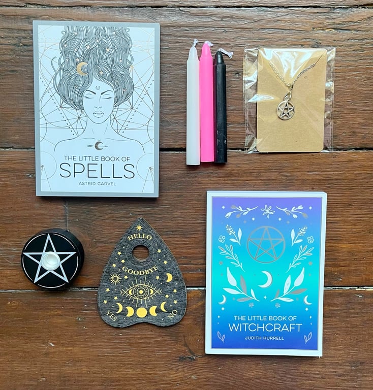 Witchcraft Bundle, witchy books, book of spells, book bundles, handmade necklace