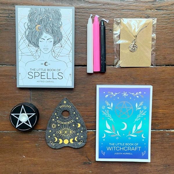 Witchcraft Bundle, witchy books, book of spells, book bundles, handmade necklace