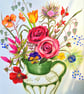 Green flower jug,  print from original artwork. A3, A4 available.  - Image 2