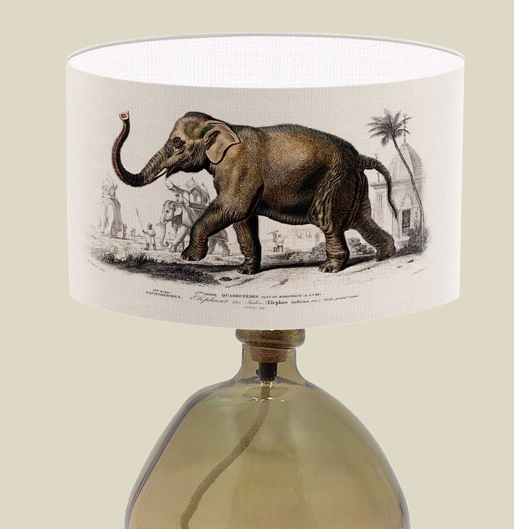 Elephant Print Lampshade Art Lampshade - Vintage Elephant Print Lampshade