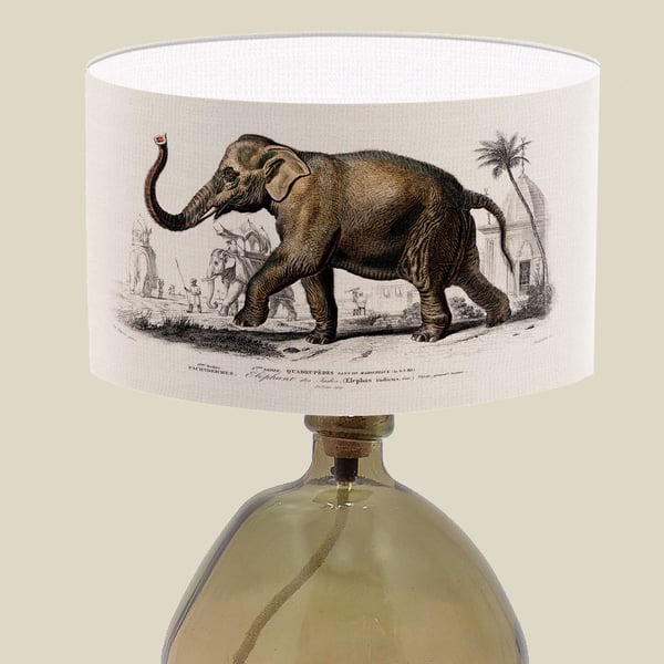 Elephant Print Lampshade Art Lampshade - Vintage Elephant Print Lampshade