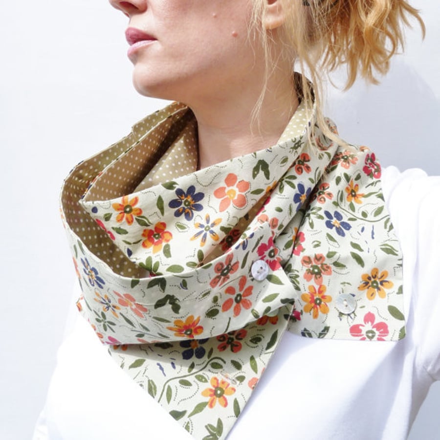 Pale Green Floral Infinity Scarf