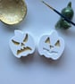 White Pumpkin Decorations - Spooky Halloween Ornaments - Gold Detailing - Image 10