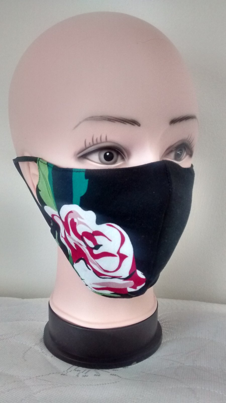 Handmade 3 layers small rose reusable adult face mask.
