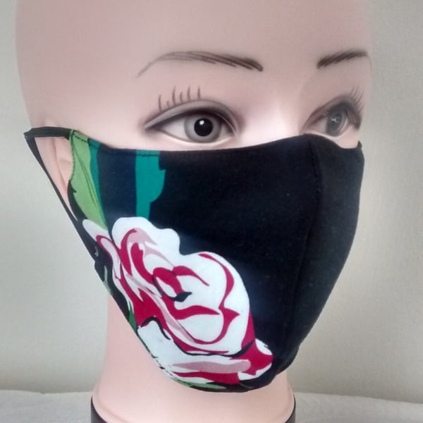 Handmade 3 layers small rose reusable adult face mask.