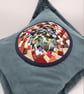 Teal envelope cushion cover, colourful circular centre.  - Image 5