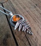 Handmade Fern Leaf with Amber Silver Necklace - Image 3