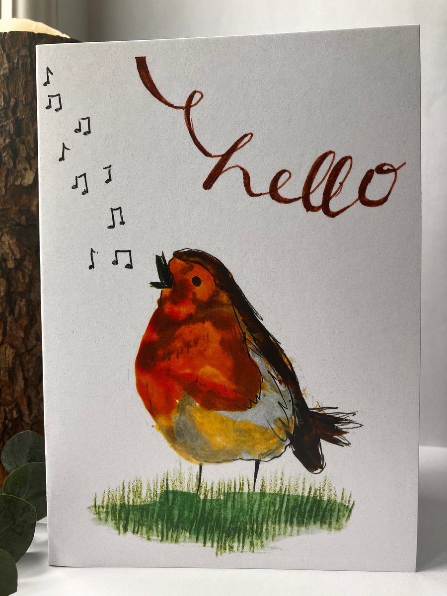 'Robin Singing' Card