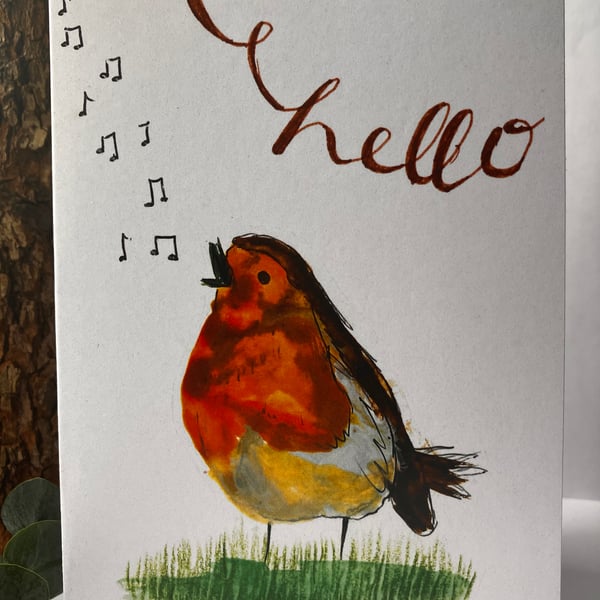 'Robin Singing' Card