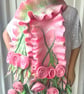 Hand Felted, Wool felted soft ART SCARF  -PINK ROSES- - Image 4