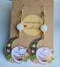 Cat Moon Earrings - White Beads - Image 5