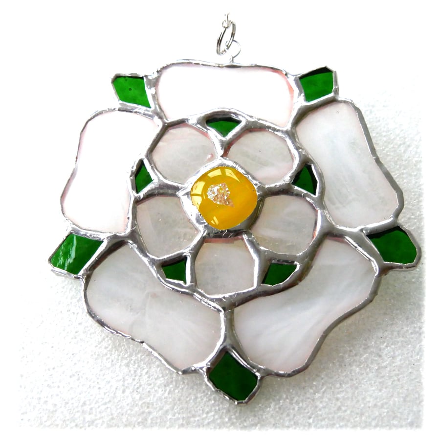 Yorkshire Rose Suncatcher Stained Glass Handmade