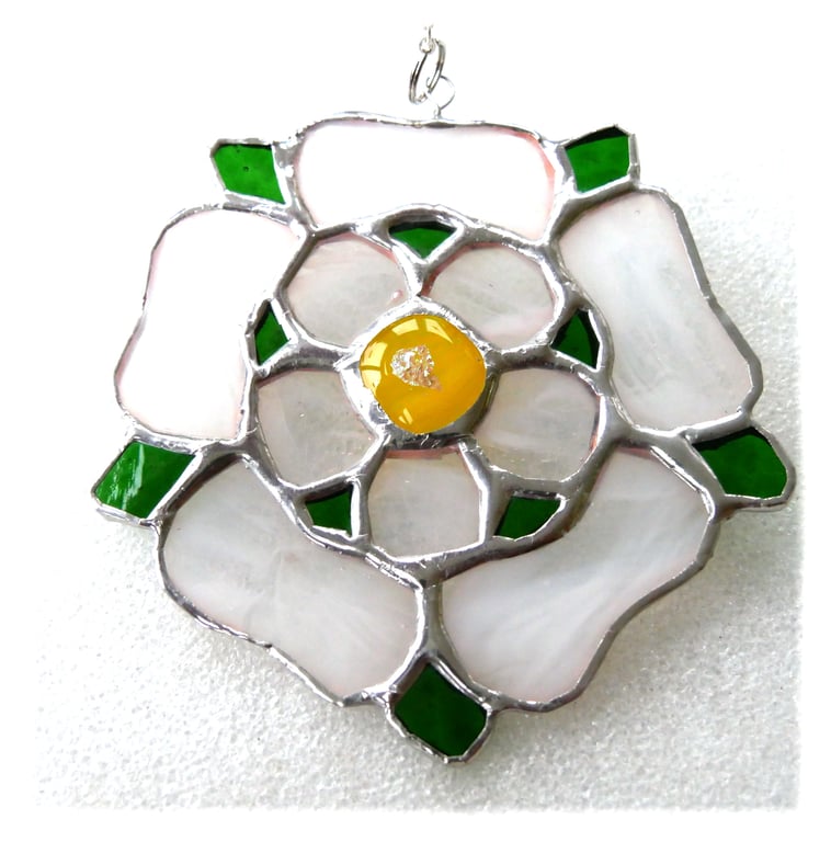 Yorkshire Rose Suncatcher Stained Glass Handmade