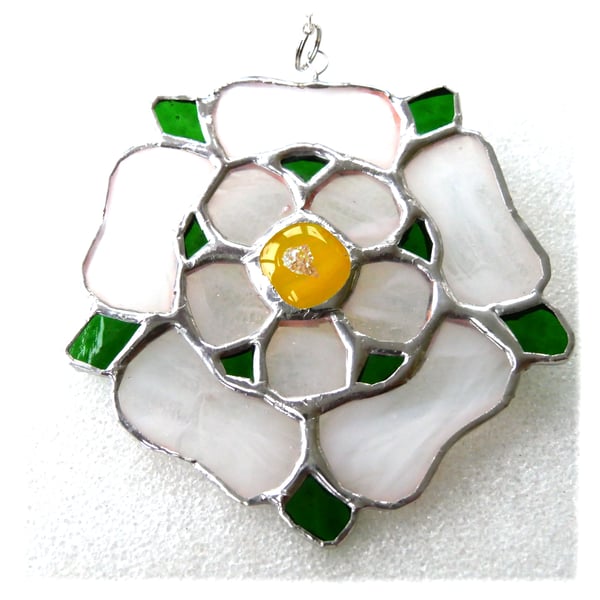 Yorkshire Rose Suncatcher Stained Glass Handmade