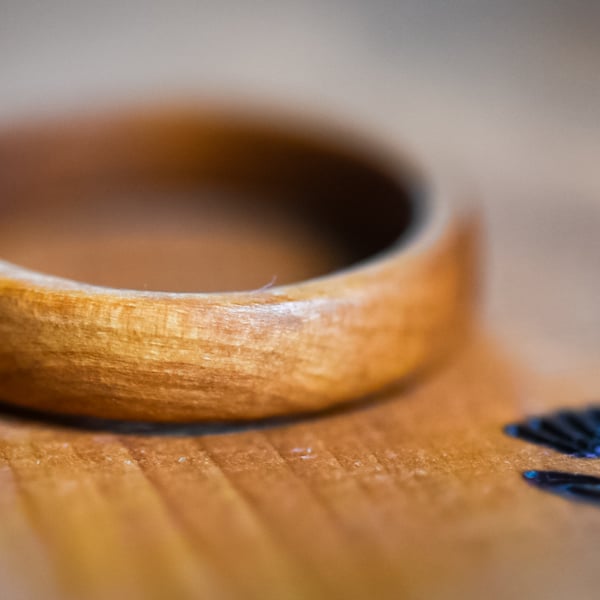 Hand Carved Hawthorn Wooden Ring - Scottish wood Band, Unique Anniversary Gift