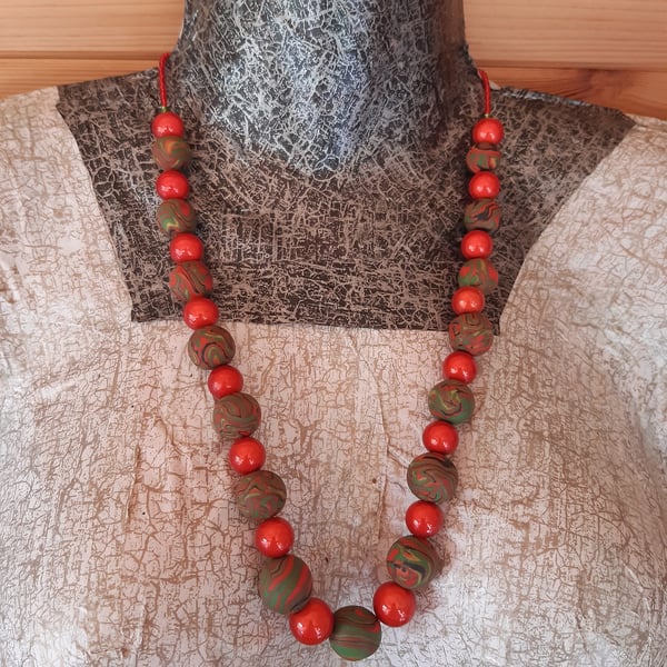 Longer length polymer clay necklace