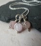 shades of pink sterling silver gemstone necklace, silver & rose quartz necklace - Image 2