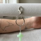Minimalist Soft Green Stone Cross Keychain - Ritual-Craft Talisman