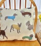 Feature Cushion with Pad: Blue Dogs design 17" (43cm), Handmade Throw Pillow - Image 3