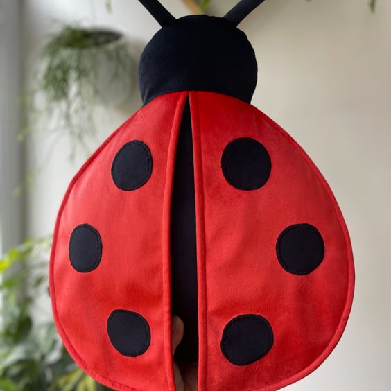 Velvet Ladybird Shaped Cushion Ladybug Pillow Nature Insect Inspired Garden 