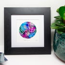 Personalised circle Map custom made blue purple paintings of special places